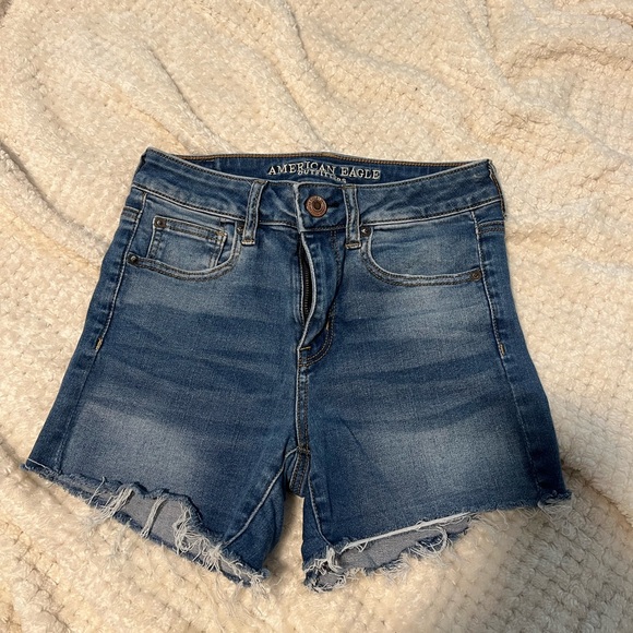 Navy High Waisted Shorts - Picture 3 of 4
